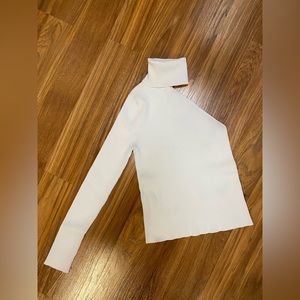 Zara White Turtleneck One Sleeve Top